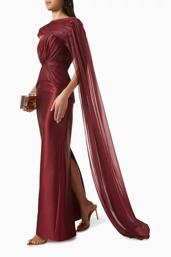 Gathered Cape Gown