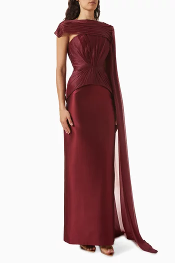 Gathered Cape Gown