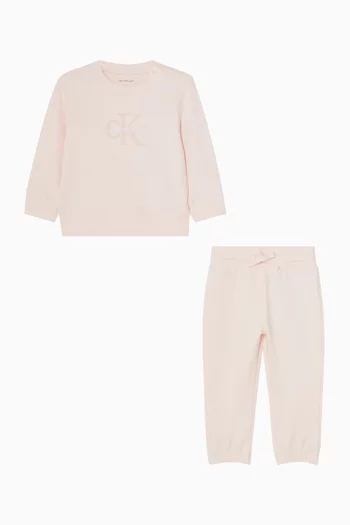 Sweatshirt & Sweatpants Set in Cotton-terry