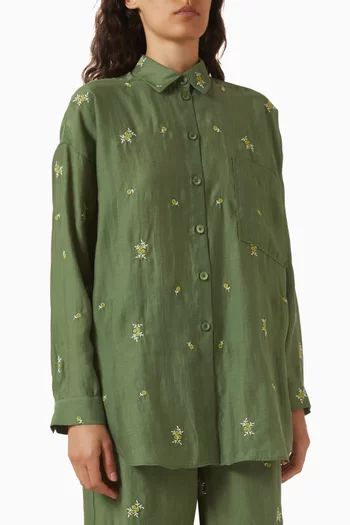 Floral Embroidered Shirt in Lyocell-blend