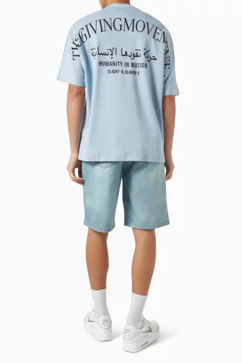 Relaxed Fit Curved Print T-shirt in Cotton Luxe