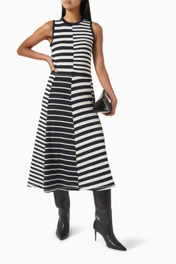 Knit Mixed Stripe Midi Skirt