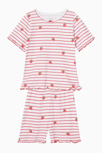 Raspberry Stripe Summer Pyjama Set