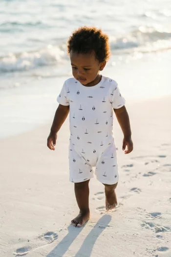 Nautical Romper in Bamboo & Cotton