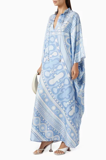 Soleil-print Kaftan in Silk Twill