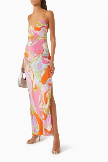 Orchidee-print Dress in Silk
