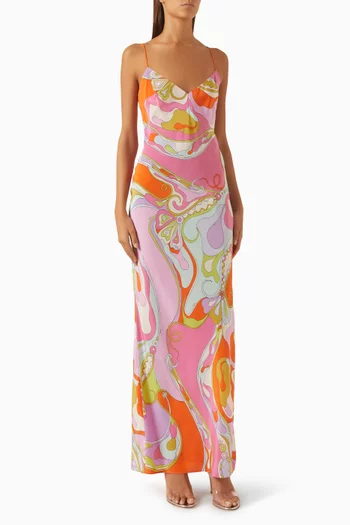 Orchidee-print Dress in Silk
