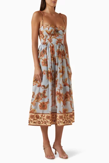 Aster Corset Midi Dress in Cotton