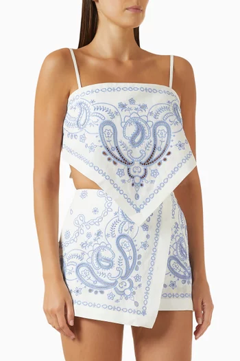 Embroidered Top in Linen Blend