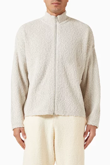 Boucle Hover Zip-through Knit Sweater in Cotton-blend