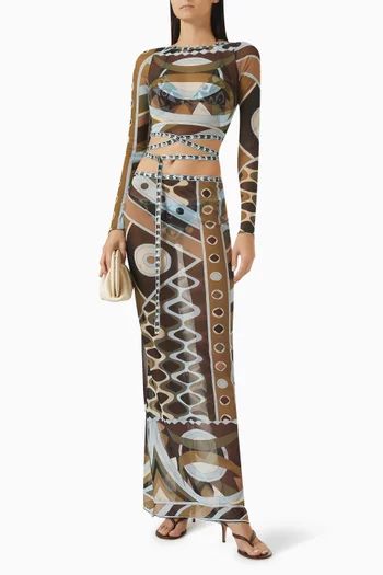 Vivara-print Crop Top in Tulle