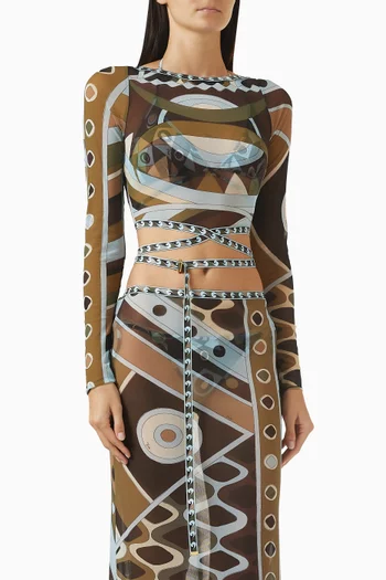 Vivara-print Crop Top in Tulle