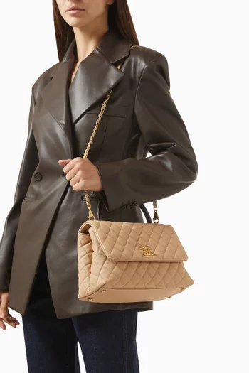 Coco Top Handle Bag in Quilted Caviar Leather