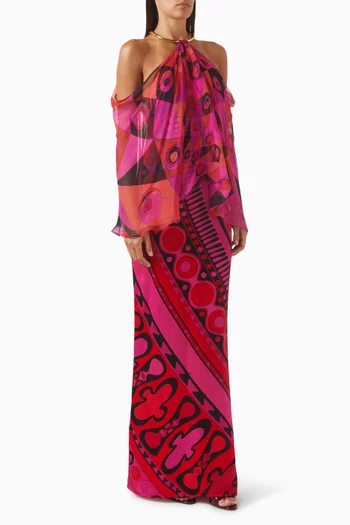 Occhi-print Dress Silk Chiffon