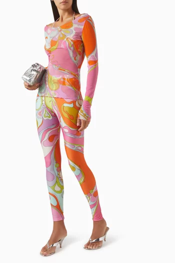 Orchidee-print Top in Tulle