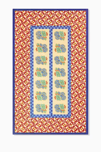 مفرش طاولة بوسيتانو بنقشة مربعات قطن، 140 × 240 سم