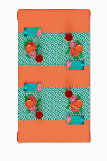 مفرش طاولة هيما مزين بزهور كبيرة قطن، 50 × 150 سم