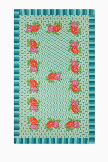 مفرش طاولة هيما مزين بزهور كبيرة قطن، 140 × 240 سم