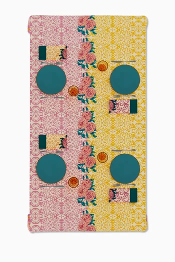 مفرش طاولة دام دام ليلاك جولد قطن قنب، 180 × 350 سم