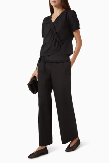 Flounce Belted Pants in Organic Cotton Poplin