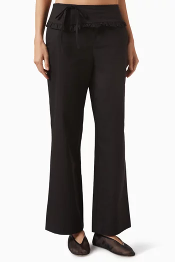 Flounce Belted Pants in Organic Cotton Poplin