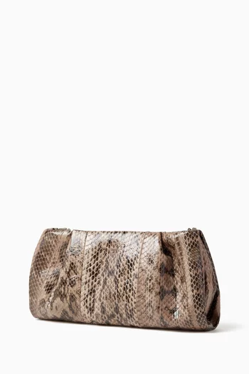 VITTORIA 35 SMALL CLUTCH BAG IN PYTHON ELAPHE LEATHER WITH MAGNETIC-FASTENING AND CREST BUCKLE:Brown    :One Size|219500849