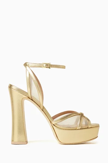 Sylvie 125 Sandals in Metallic Leather & Mesh