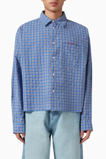 Raw Hem Check Shirt in Cotton