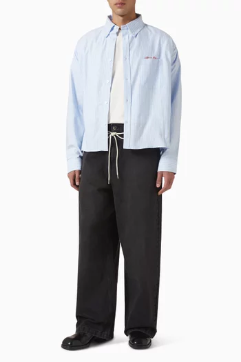 Wide Leg Denim Jeans in Cotton