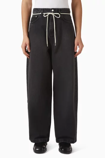Wide Leg Denim Jeans in Cotton