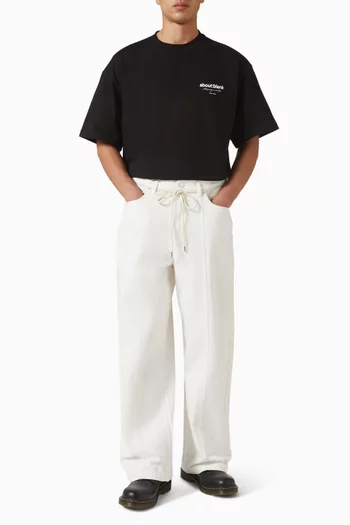 Wide Leg Felled Denim Pants