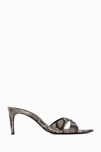 Maxie 76 Mules in Snake-print Leather