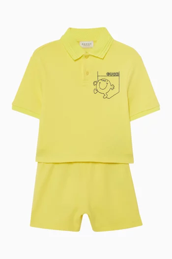 Graphic-print Polo T-shirt in Knit