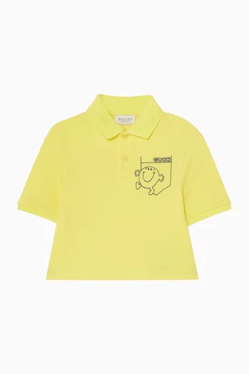 Graphic-print Polo T-shirt in Knit