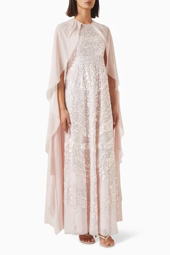 Anais Embellished Cape Gown