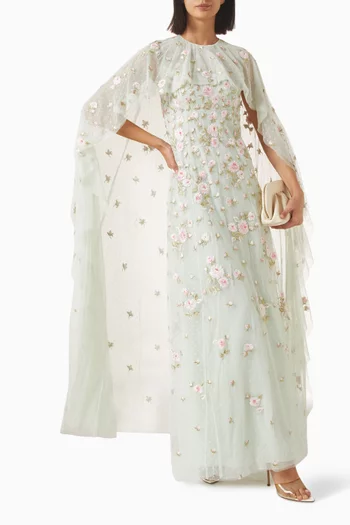 Rose Bloom Cape Gown