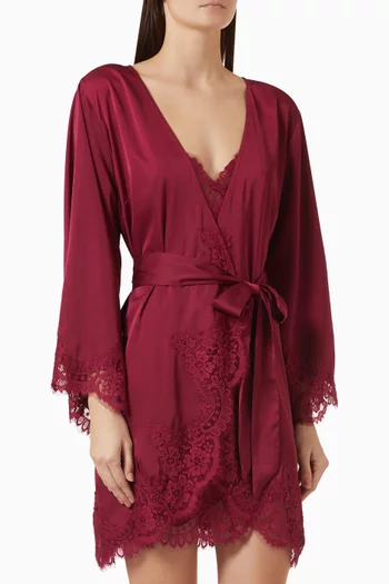 Sian Lace Robe in Satin