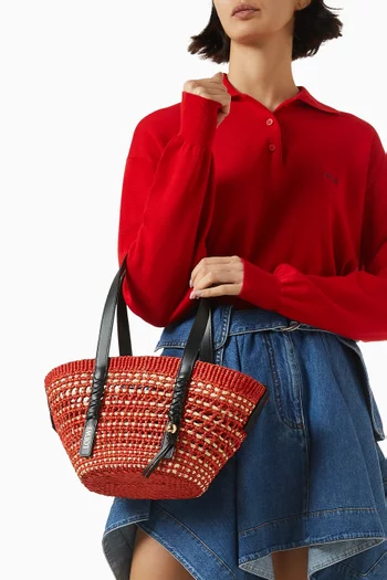 حقيبة صغيرة بتصميم سلة منسوجة نخيل إيراكا وجلد عجل لويفي × بولا ايبيزا