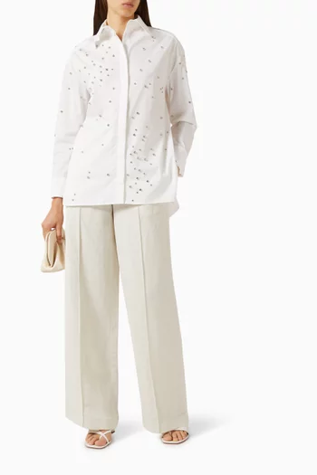 Rhinestone-embellished Shirt in Cotton Blend