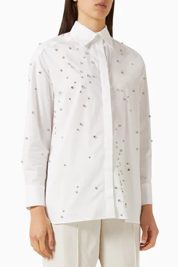 Rhinestone-embellished Shirt in Cotton Blend