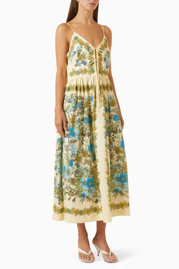Sophia Midi Dress in Linen
