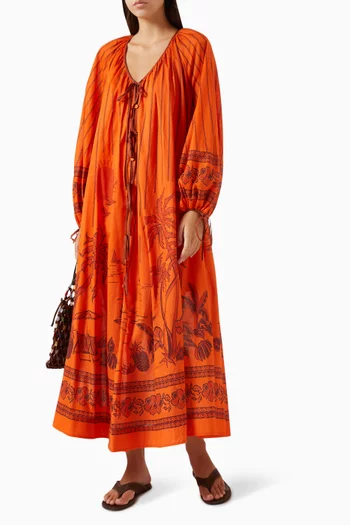 Boathouse Tie-front Midi Dress in Cotton