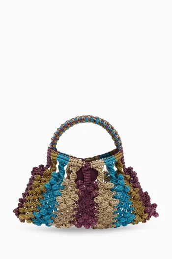 Micro Macrame Crescent Bag in Leather