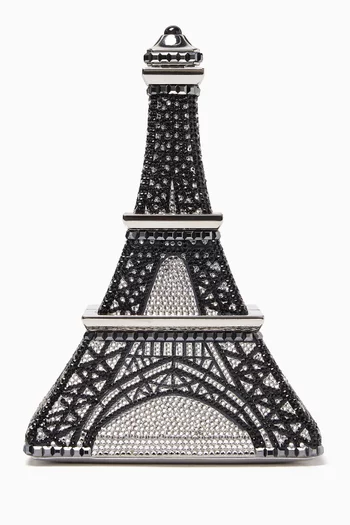 Eiffel Tower Bonjour Tower Crystal-embellished Clutch