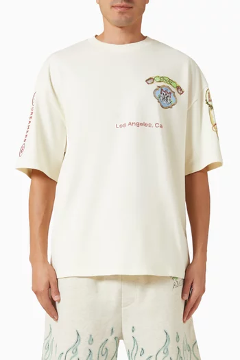 Graphic Embroidered Logo T-shirt in Cotton