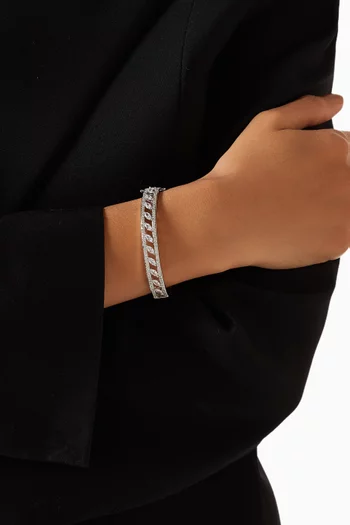 Marquis Pavé CZ Hinged Bangle in Rhodium-plated Brass