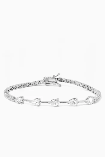 Pear Tennis Bracelet in Rhodium-plated Brass