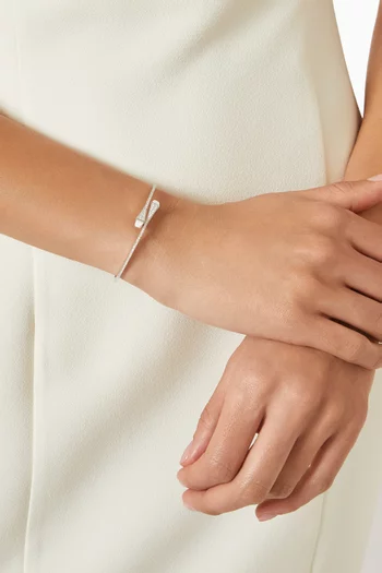 Cleo Diamond & Agate Slip-on Bracelet in 18kt White Gold