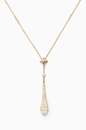 Cleo Teardrop Diamond & Agate Necklace in 18kt Gold