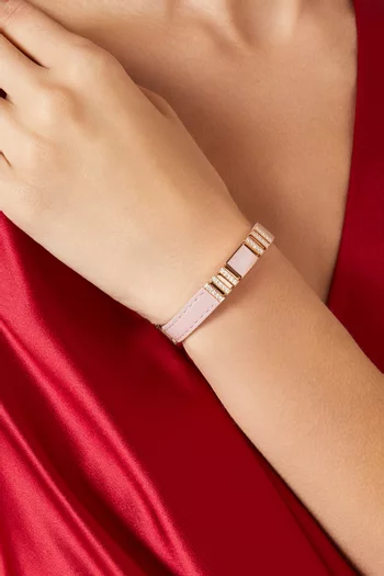 Unii Pink Quartz & Diamond Bracelet in Leather